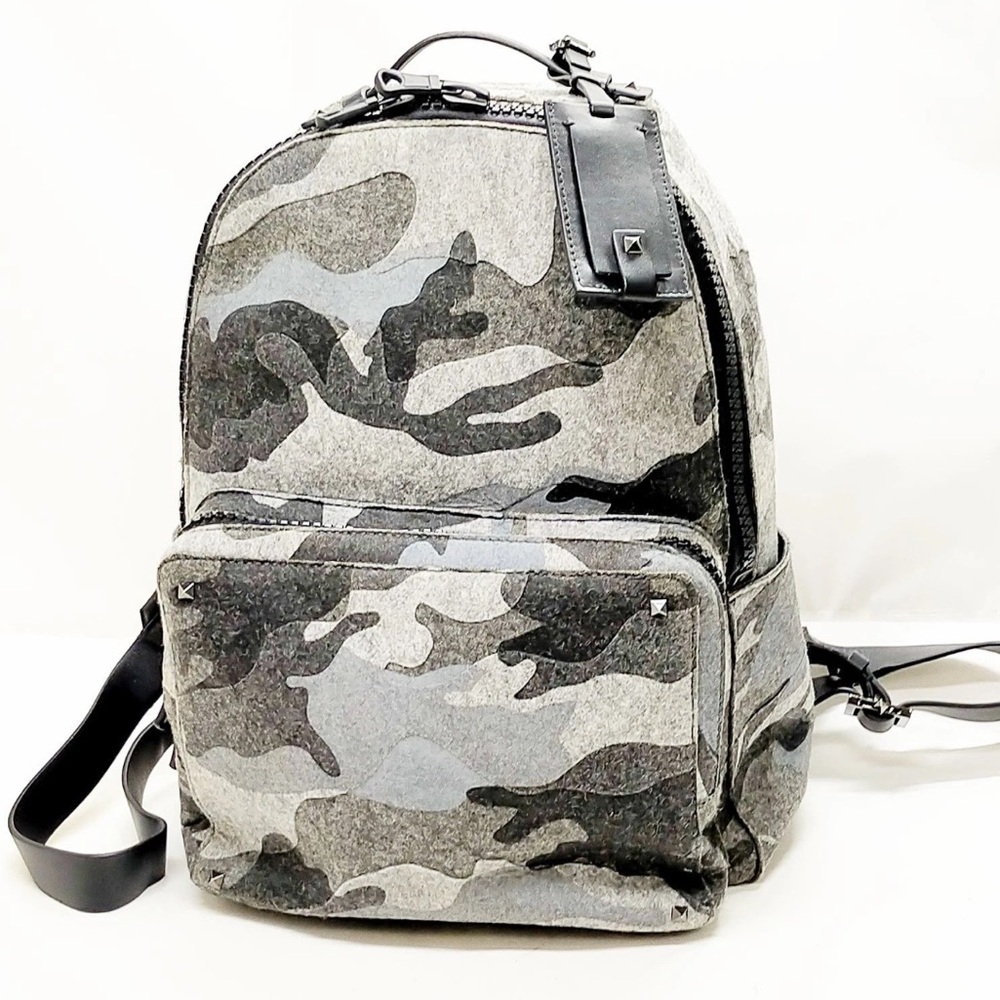 Valentino Garavani Camouflage Backpack - Gray and Black